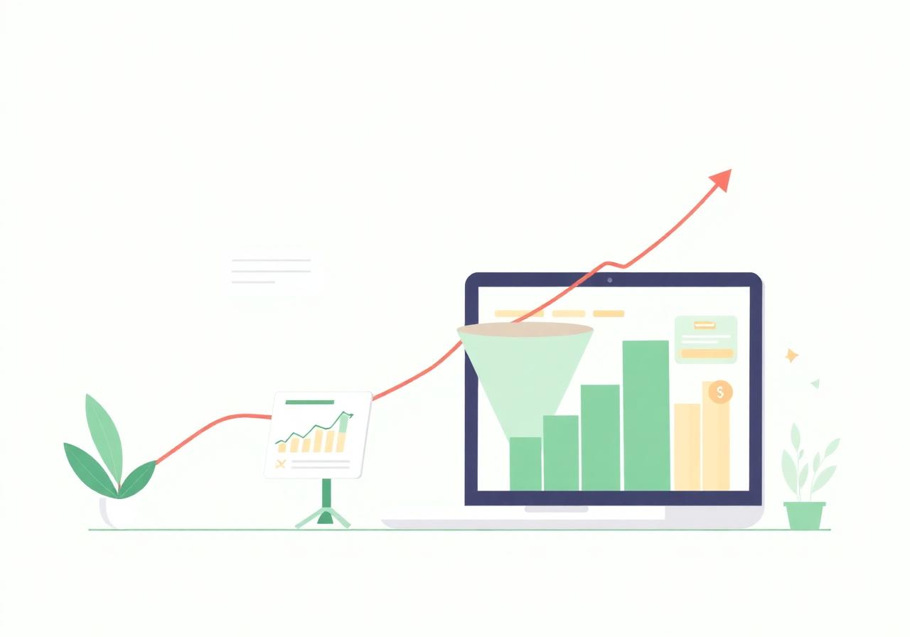 Modern website growth funnel and analytics infographic